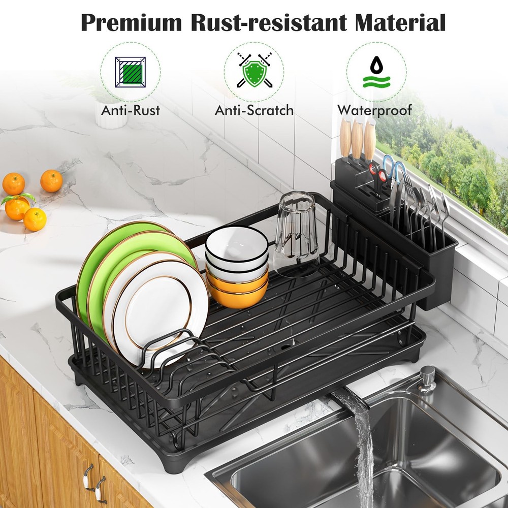 Space-Saving Dish Drying Rack - Compact Rust-Resistant Kitchen Organizer