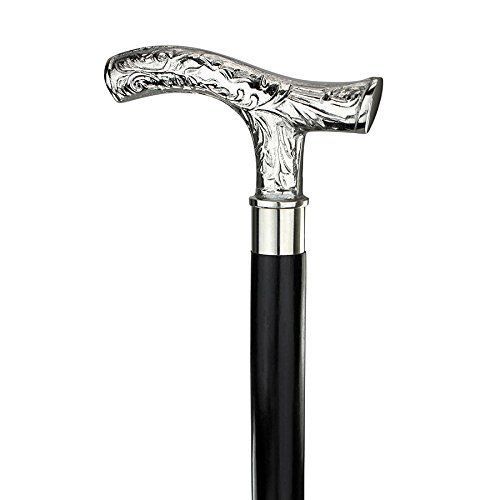 Antique Solid Silver Brass Design Handle Walking Stick Gift For Man Solid Canes