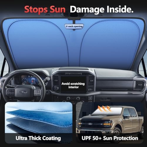 Windshield Sun Shade for Cars, Front Windshield Sunshade with Custom-Fit Medium