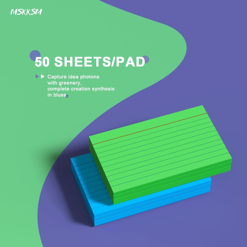 Colored Index Cards 3x5 Inch - 300 Count Flash Cards for Studing, Colored Note C