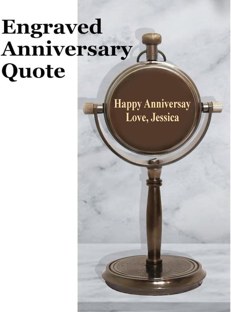 Personalized Anniversary Desk Clock Gift–Customizable Bronze Luxury Office Decor