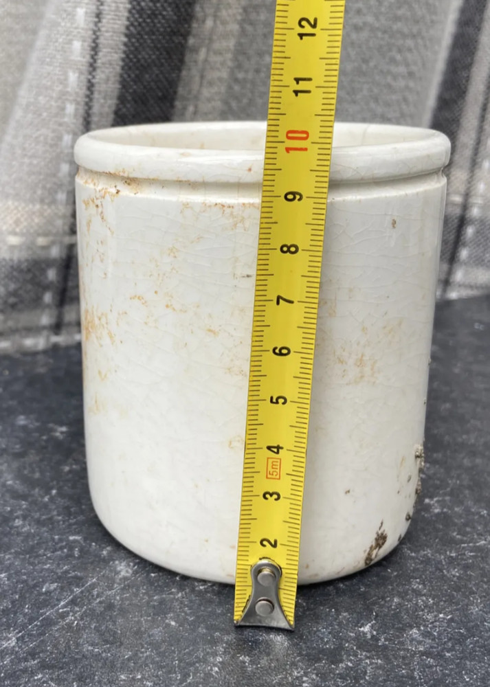 3 Old Ironstone Pots, Stained And Crazed