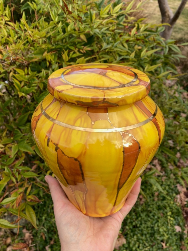 Handmade Ceramic Cremation Urn in Ruby Red, small size for pet ashes, 50 ci