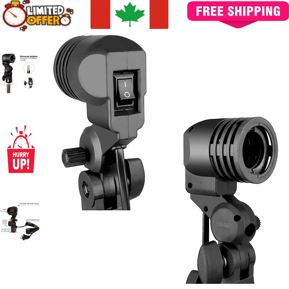 Compact Light Bulb Stand with Umbrella Support for Pro Studio Lighting - 2 Pack