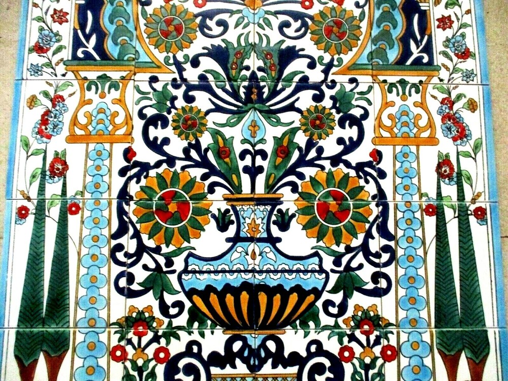 24" x 36" Hand painted Ceramic tile art panel Mosaic wall mural Backsplash