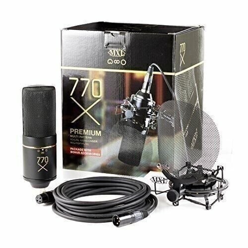 MXL Mics 770X Multi-Pattern Condenser Microphone, XLR Connector, Black & Gold