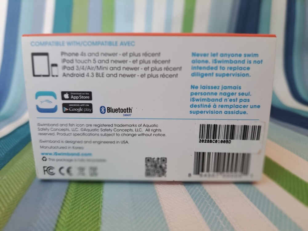 NIB iSwimband Wearable Drowning Detection Device Bluetooth Apple BIN06