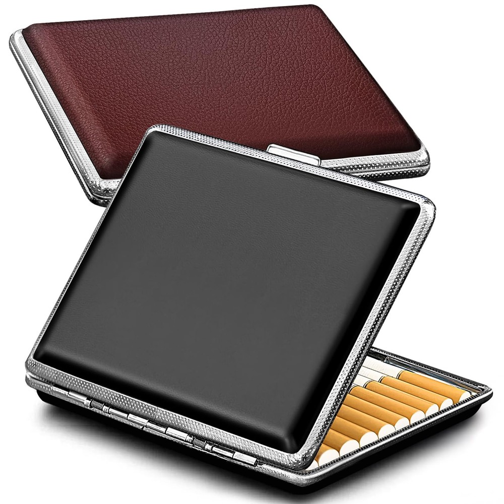 roygra Cigarette Case (2 Pack), Regular, King Size or 100S, Black + Brown