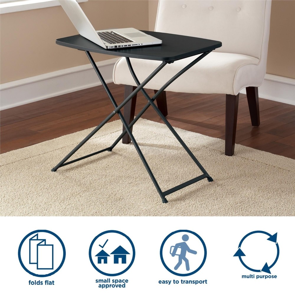 Mainstays 26 Inch Adjustable Height Personal Folding Table Black