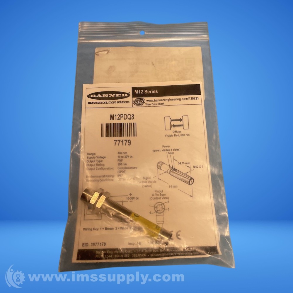 Banner Engineering Corp. M12PDQ8 Barrel-Mount Sensor FNFP