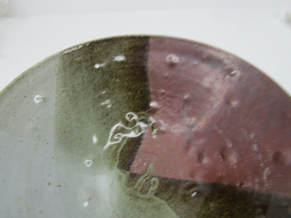 VTG Art Studio Dimpled Drip Glazed 10 3/4" Bowl Signed and Dated 1990