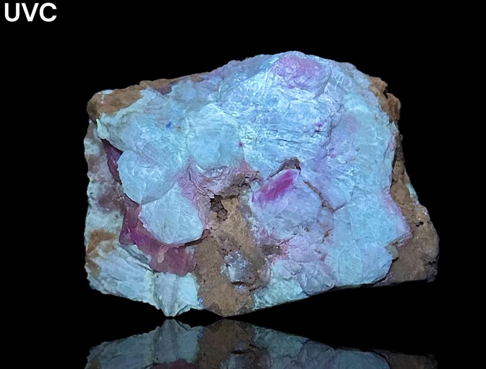 349 Gr. Fluorescent Phosphorescent Tenebrescnet Hackmanite Crystals On Matrix