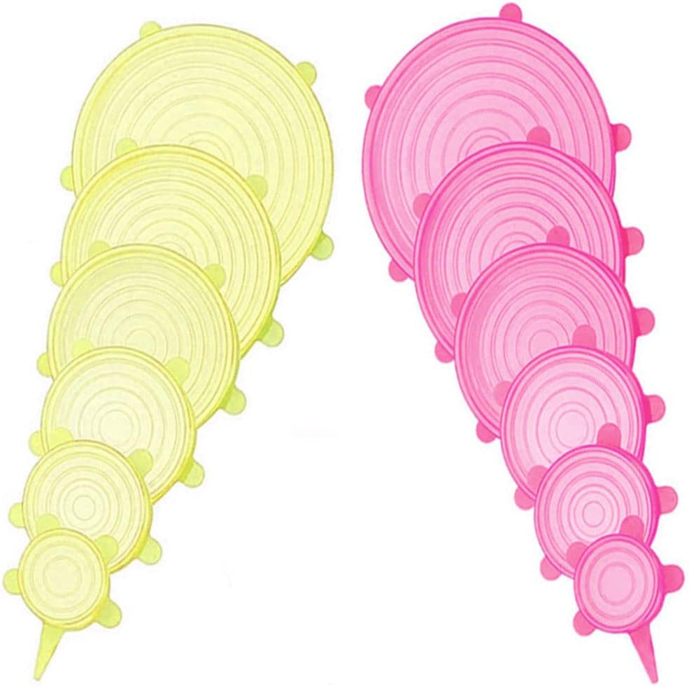 12 Pcs Silicone Stretch Lids Set, 6 Sizes, Reusable Food Storage Covers ，Silicon