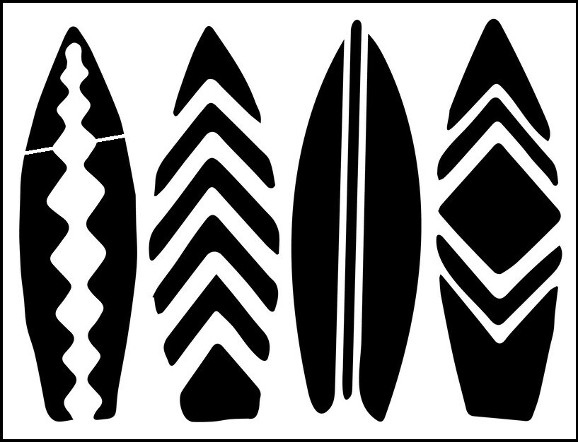 7.5"x10" Plastic Stencil - Surfboard (SC520)*****