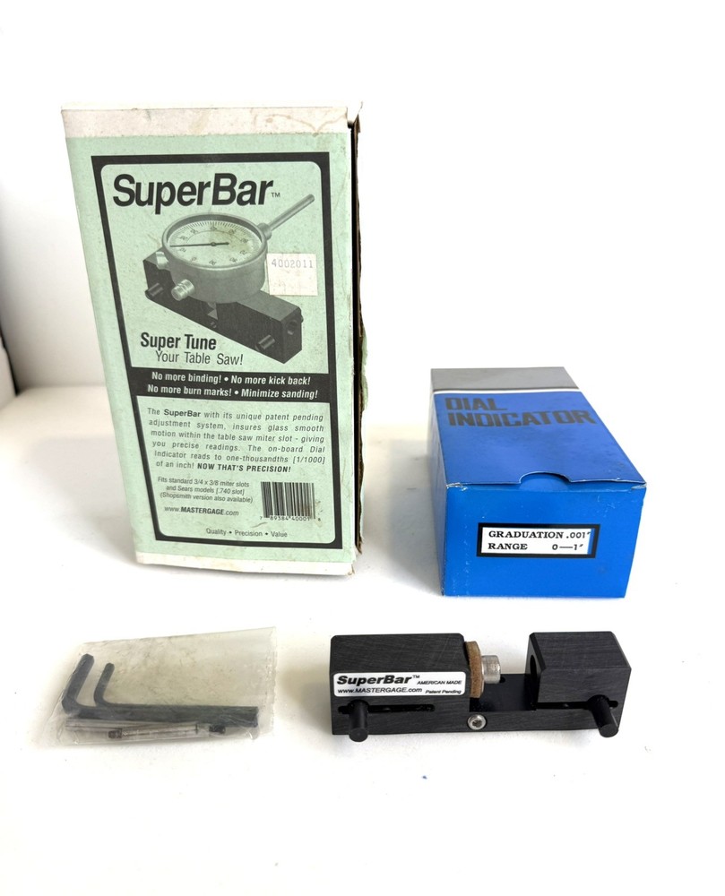 MASTERGAGE SuperBar Table Saw Adjustment System with Dial Indicator New Open Box