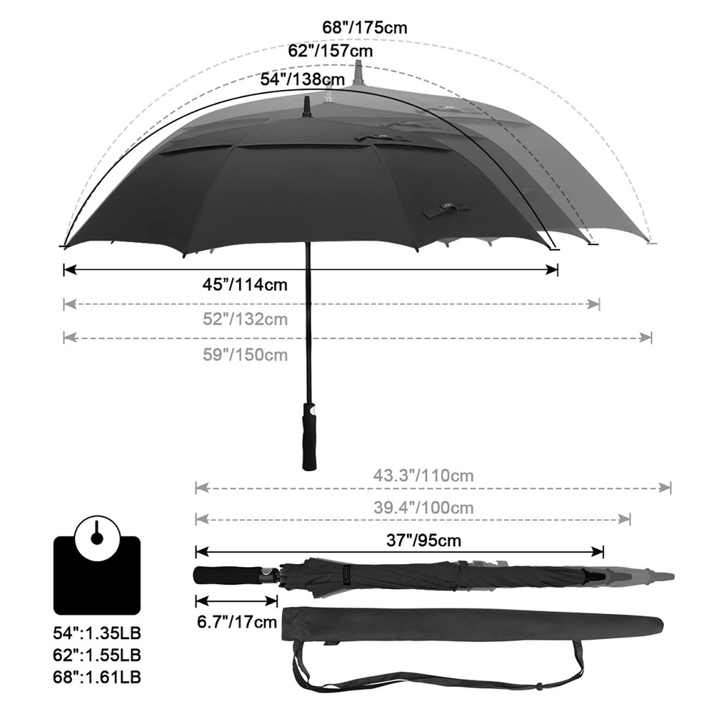 G4Free 62 Inch Automatic Open Golf Umbrella Oversize Extra Large
