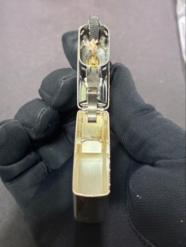 Zippo 1937 Replica Lark Check Silver One Sided Processing Lighter Japan