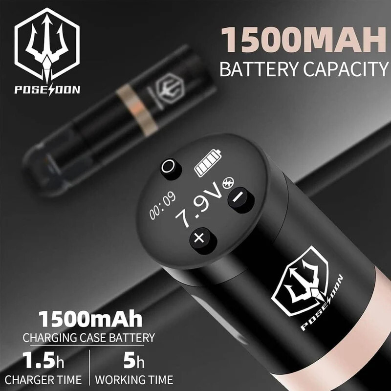 POSEIDON Wireless Tattoo Kit TK043, Complete Kit for Beginners or Advanced