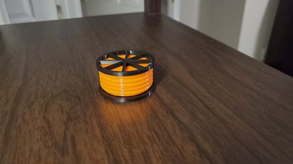 Custom 1/50 Scale Black Cable Reel With Orange Conduit Spool