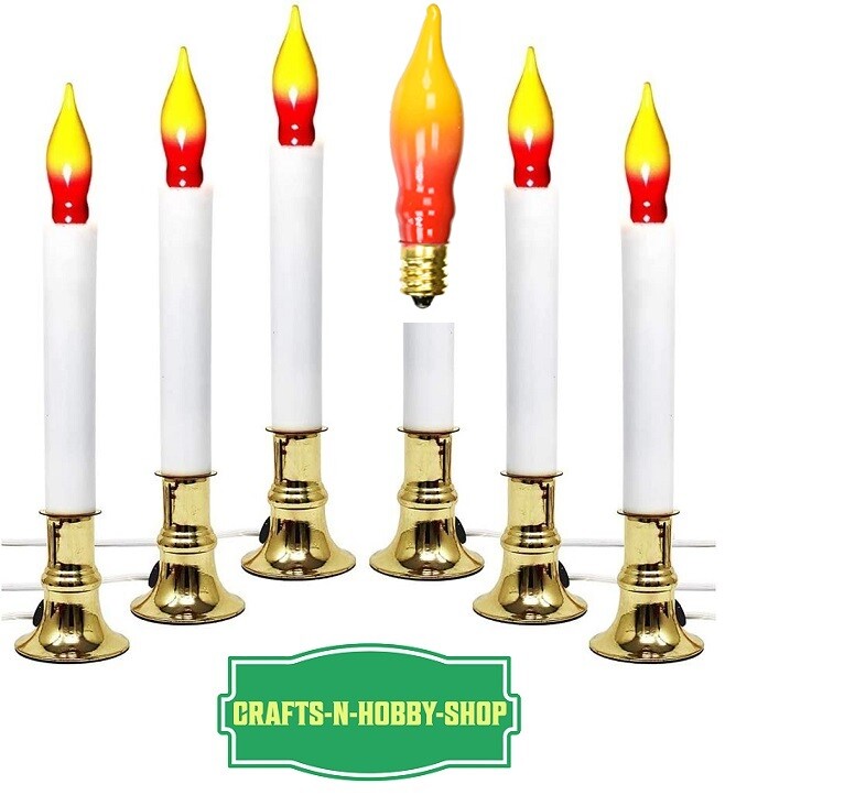 12 Orange/Yellow Flame Candle Lamp Light Bulbs 7 watts /120 volts/E12 Base