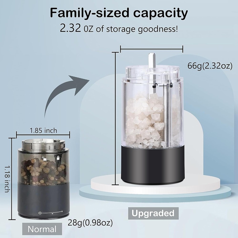Electric Salt Pepper Grinder Set with Storage Base Automatic Mill Grinder 2Pack