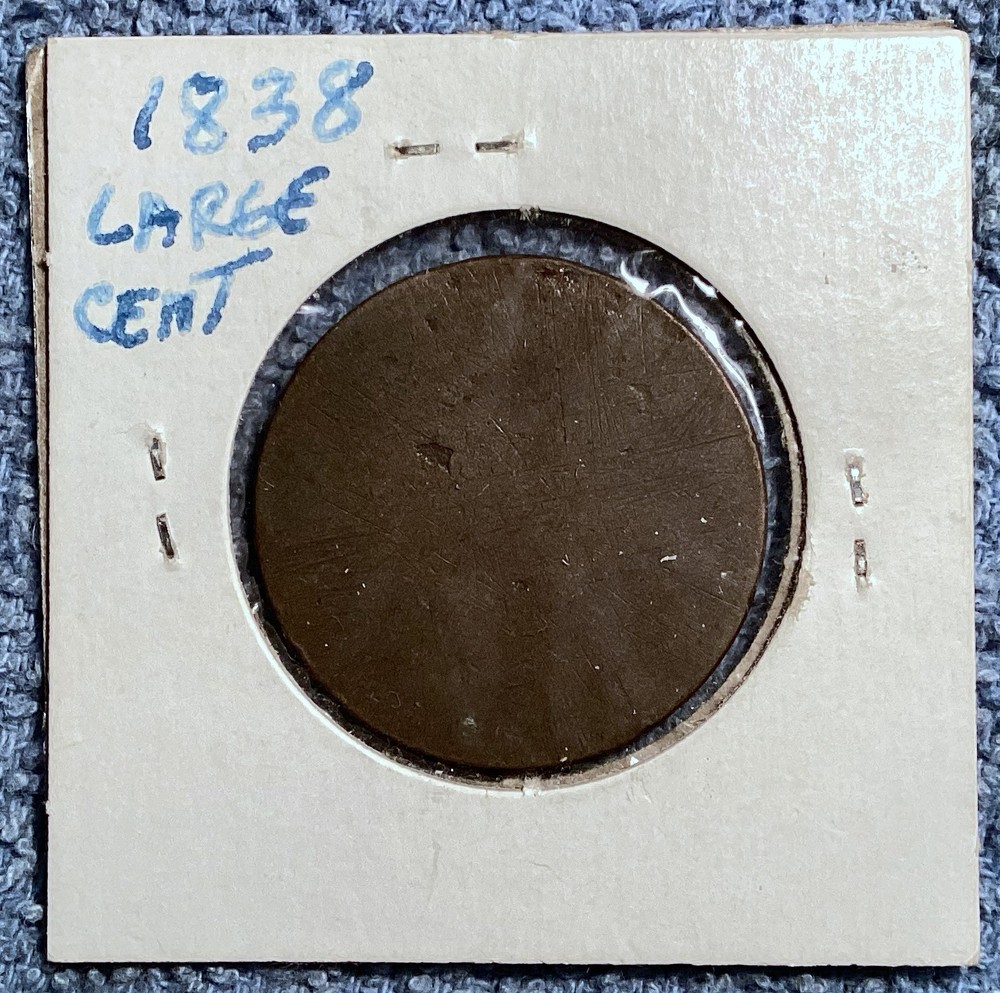 1838 Large Cent, Coronet Head, $1 shipping!