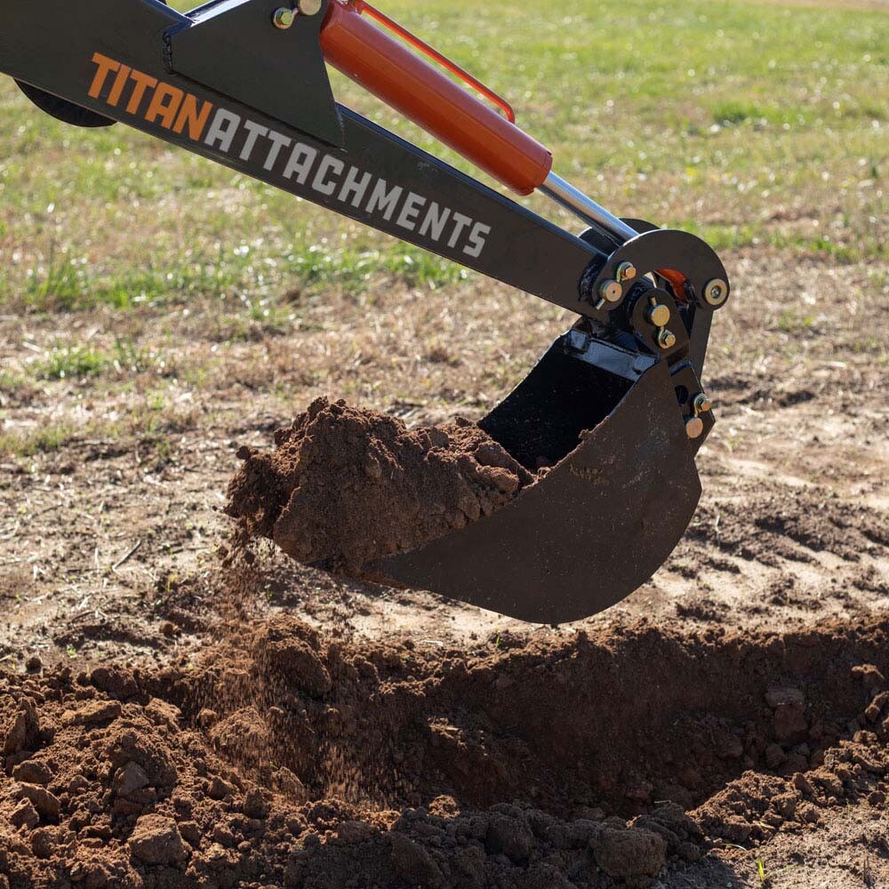 Titan Attachments 14" Front Hoe Backhoe Bucket, Replaceable Carbon Steel Teeth