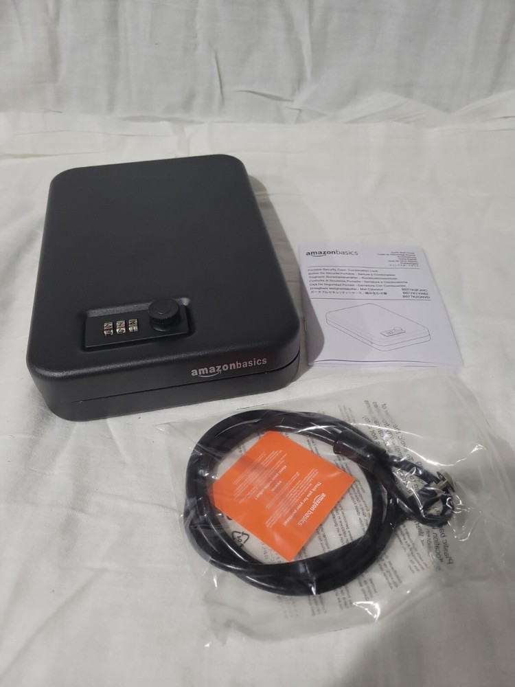 AmazonBasics Portable Security Case Lock Box Safe, Combi Lock,  No BOX