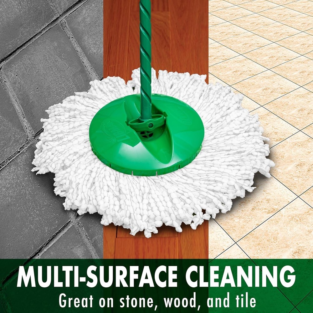 Tornado Spin Mop System with 4 Microfiber Heads - No-Tip Bucket & Spin Chamber