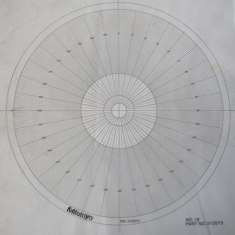 Optical Comparator Chart for Profile Projector Overlay Chart Mitutoyo 512073