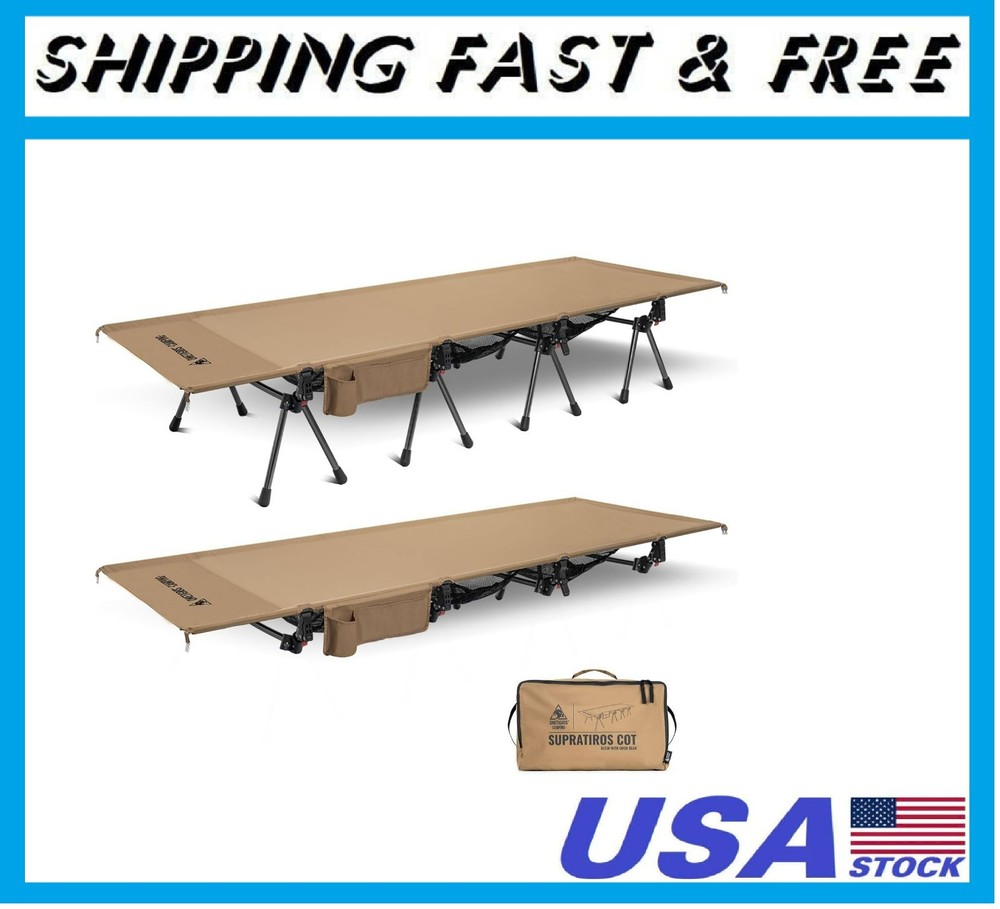 SUPRATIROS Extra Large Camping Cot, Height Adjustable Oversized Sleeping Cot