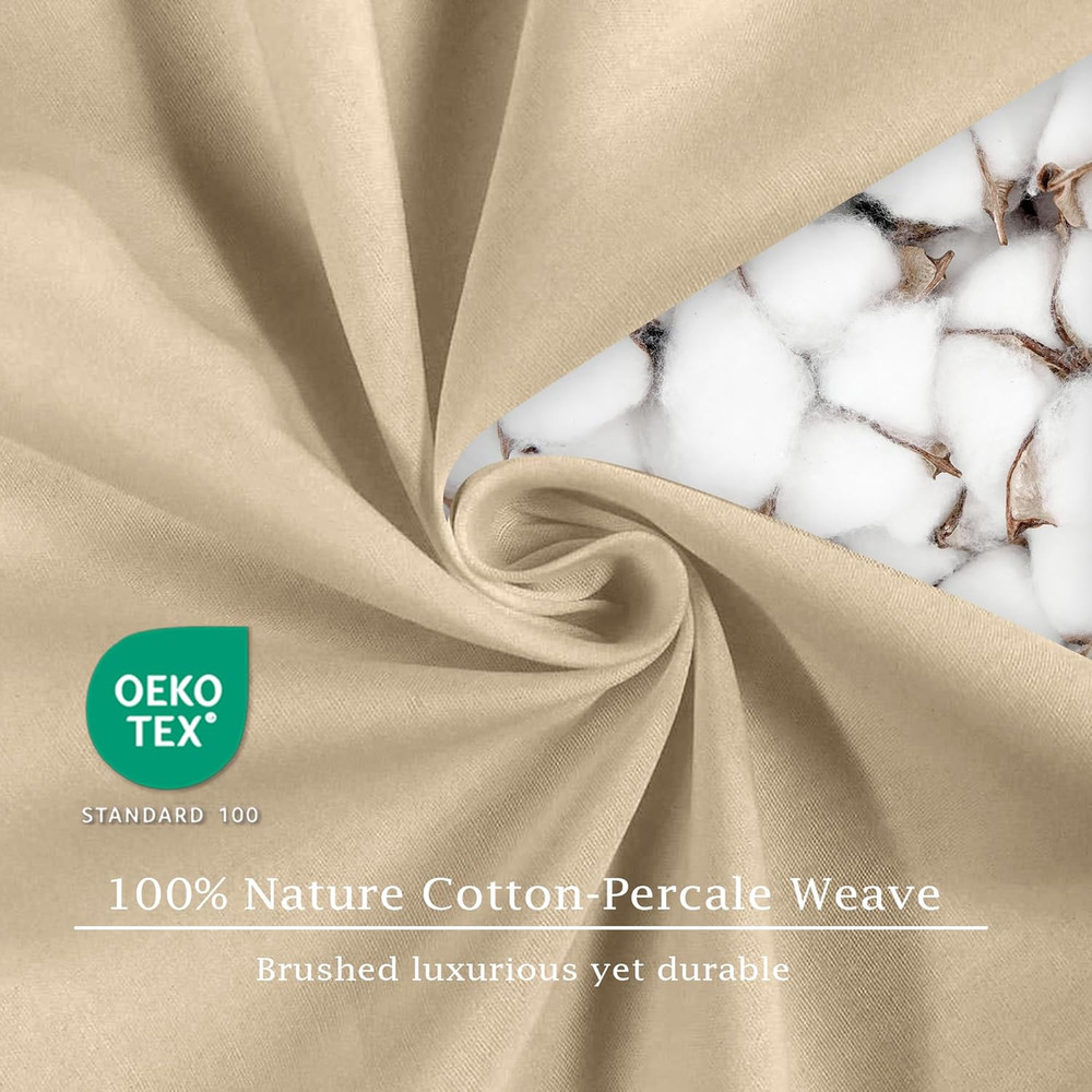 Pure Cotton Fitted Sheets King Size, 300 Thread Count Percale Sheets for King Si