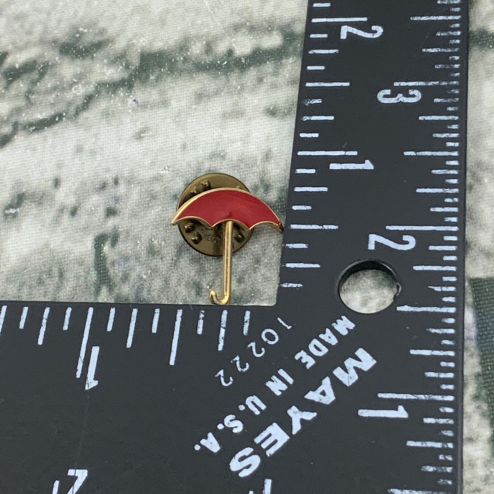 Red Umbrella Lapel Pin Gold Toned