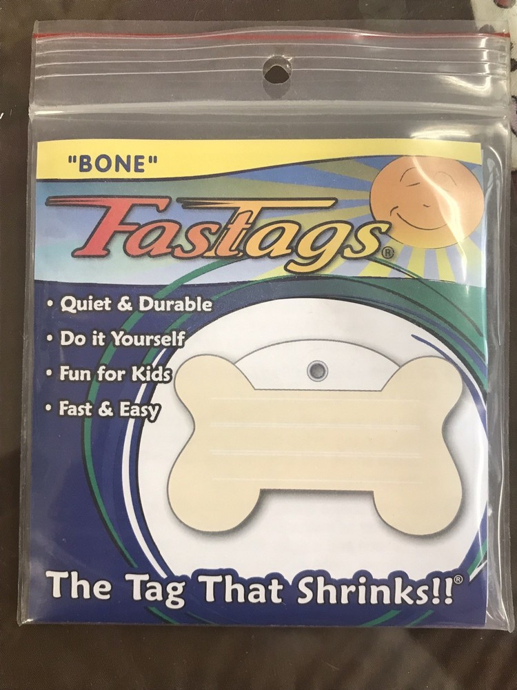 Collar Tags For Pets. Bone FAST TAGS. Shrink In The Oven