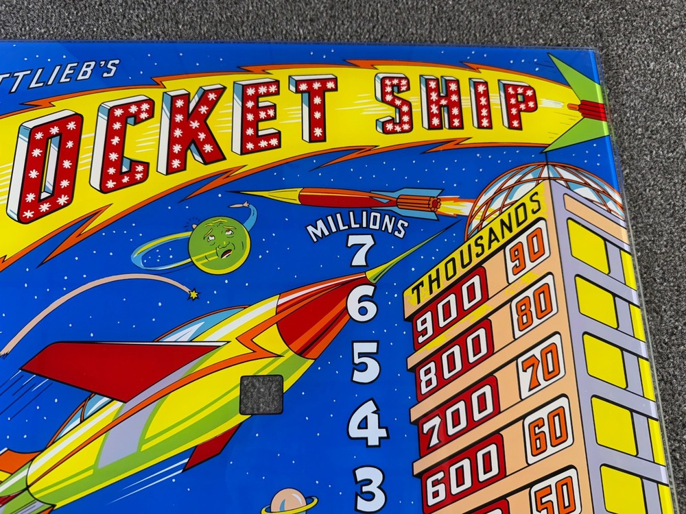Gottlieb Rocket Ship Pinball Machine Game Backglass NEW