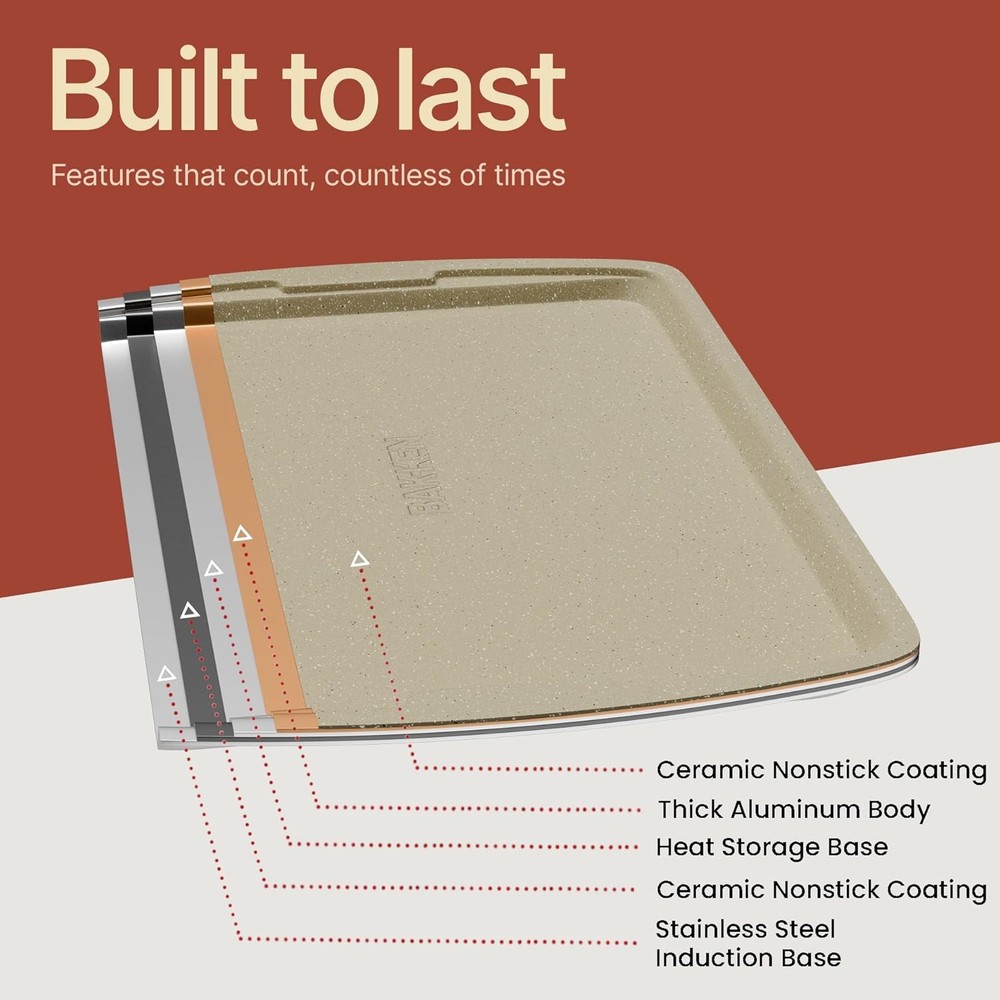 Bakeware Set – 6 Piece – Stackable, Deluxe, Non-Stick Baking Pans for Profession