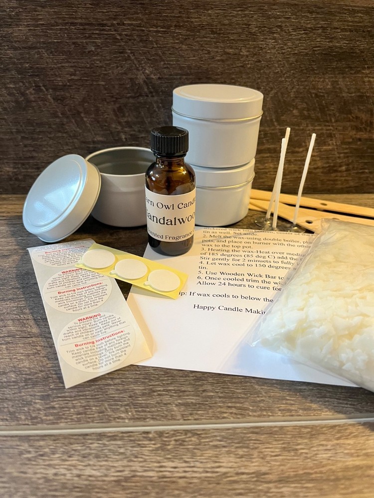 DIY Candle Making Kit, Beginner Friendly, Sandalwood Scent, everything included