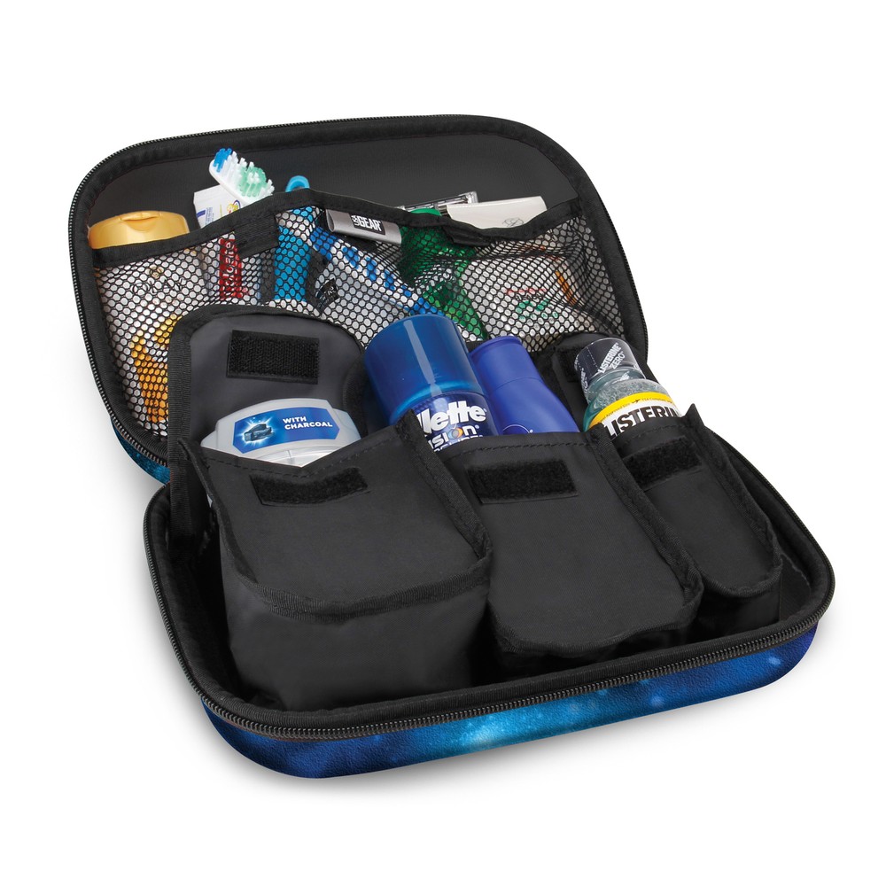Toiletry Organizer with Customizable Storage Pockets & Protective Hard Shell