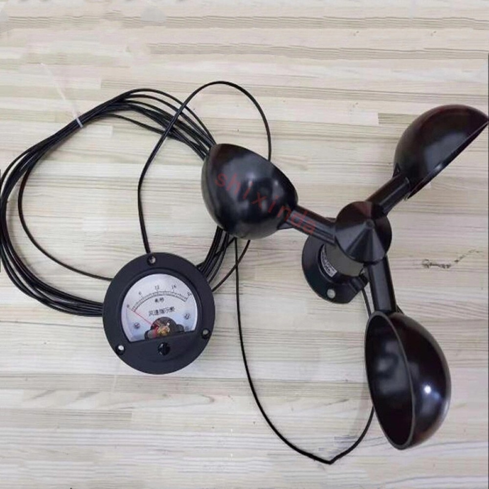 Wind Speed Sensor 3 Cup Anemometer Automatic Display With Self Powered Meter