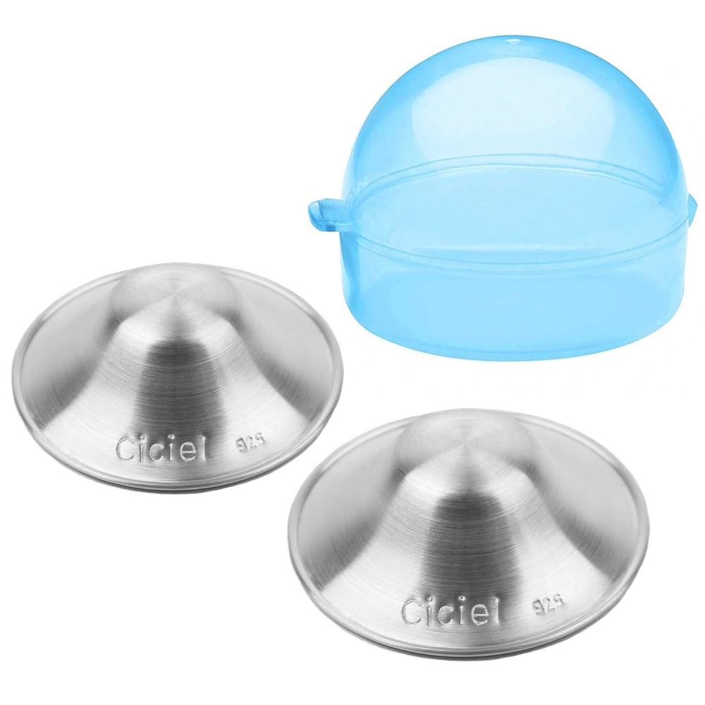 Ciciel Silver Nursing Cups W Blue Case NEW