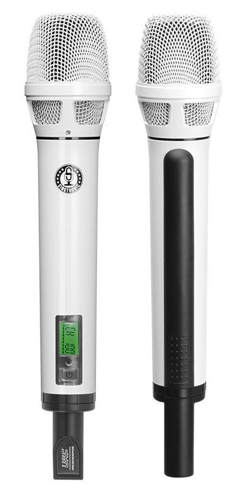 Professional Digital Dual Wireless Karaoke Microphone System - Metallic White