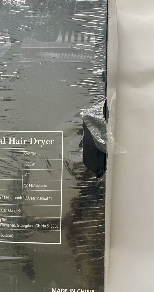 Sheon Lightweight Hair Blow Dryer w/Diffuser Professional Ionic Hot/Cold, New