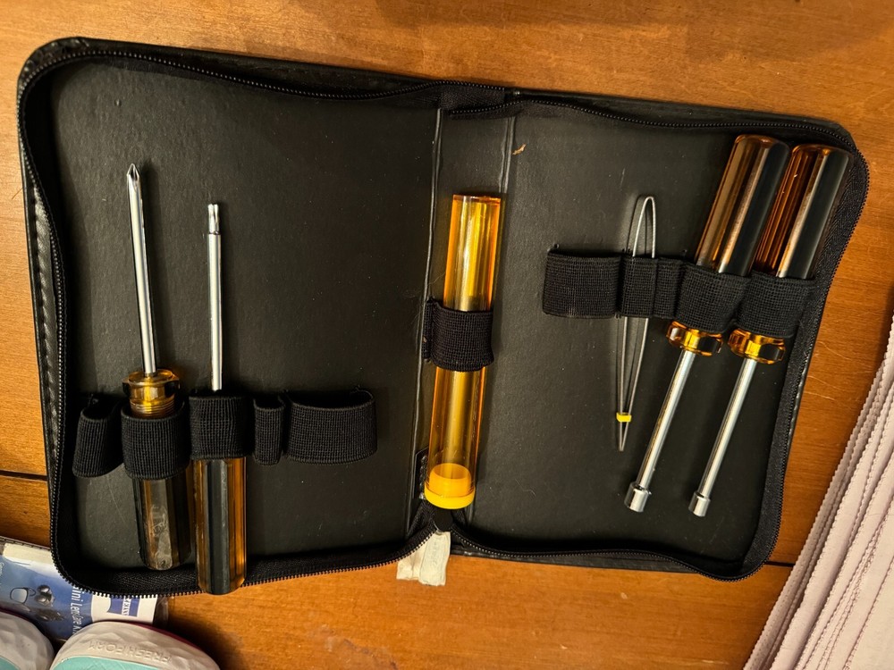 Tool box with some vintage items and other tools, lot