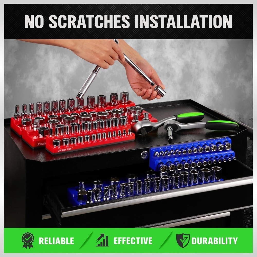 Magnetic Socket Organizer Set 6pcs, Holds 143 Sockets, Assorted Sizes, Heavy ...
