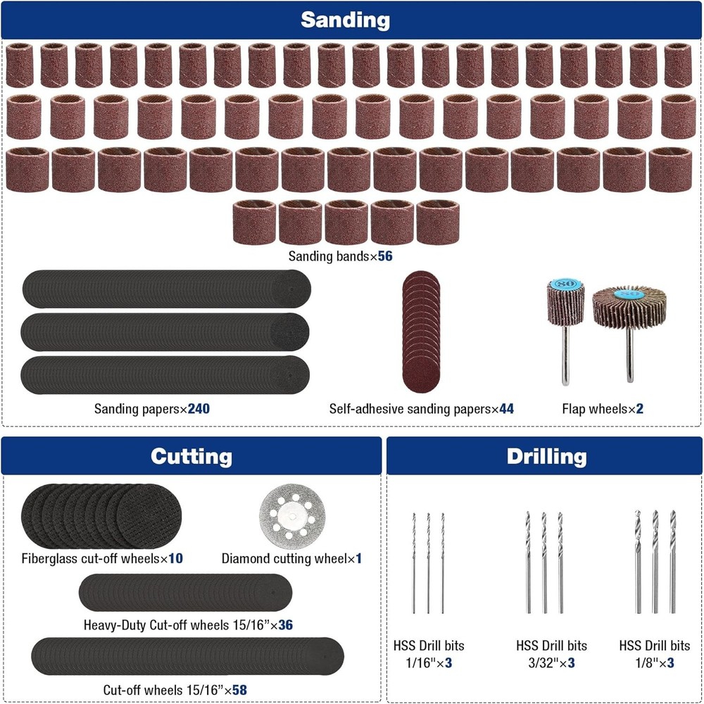 530-Piece Rotary Tool Accessory Kit, Rotary Tool Bits for Easy Cutting, Grind...