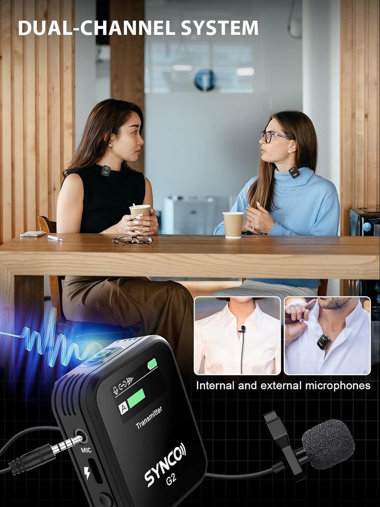 SYNCO G2A2 MEGA Wireless Microphone With Charging Case & 8GB Storage Onboard