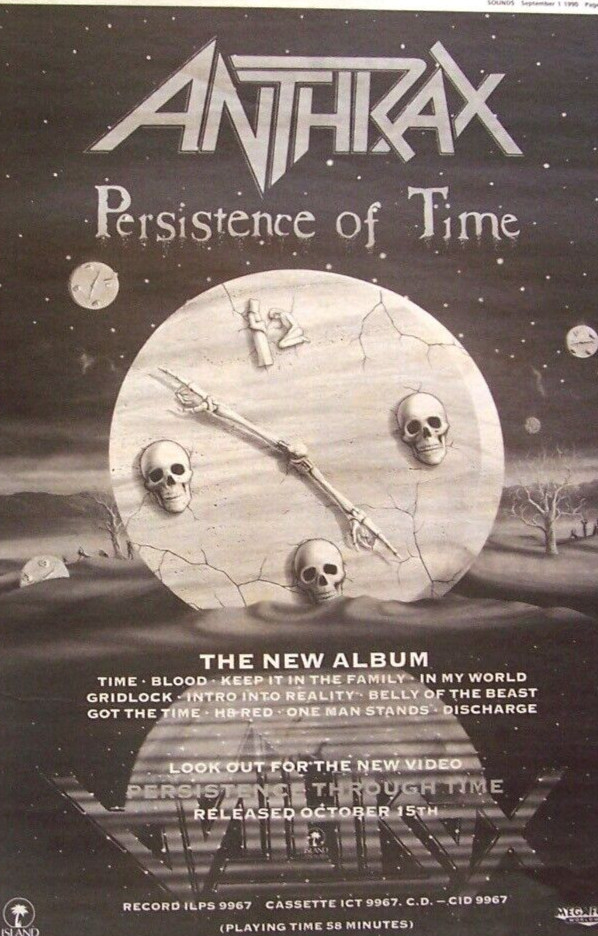 ANTHRAX 1990 vintage PRINT ADVERT PERSISTENCE OF TIME