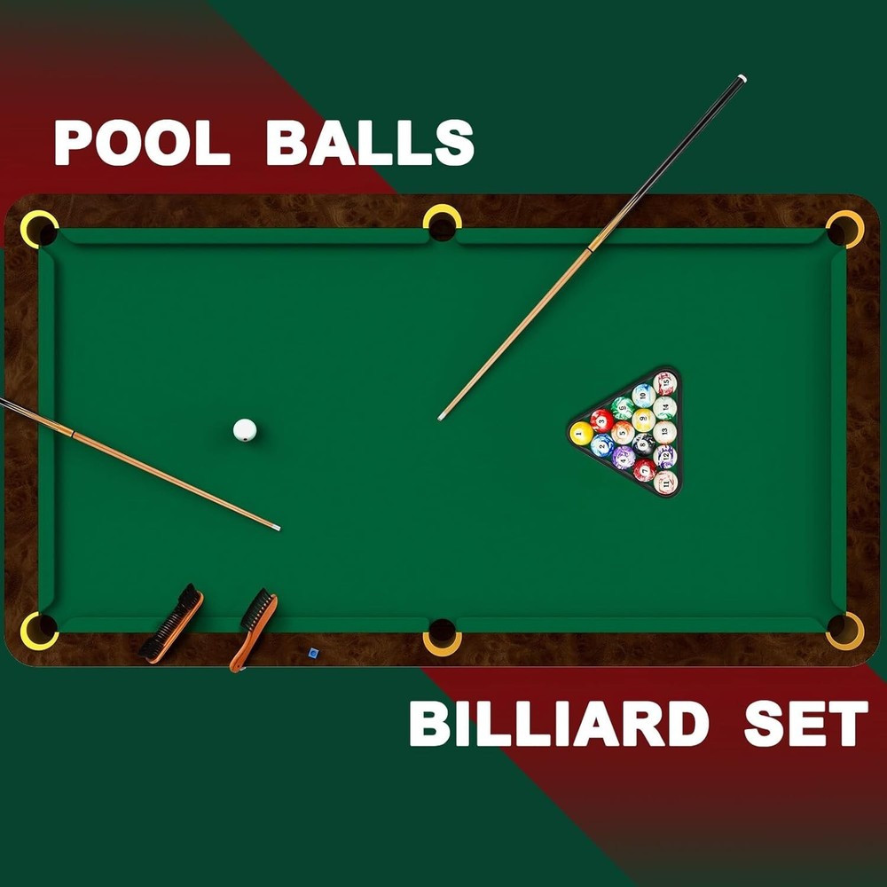 Complete Pool Table Accessory Set with Cue Chalks, Balls & Brushes - 71 Pieces
