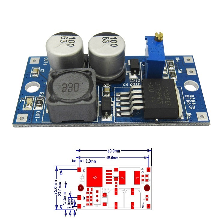 60V Input DC-DC Step Down Converter Adjustable Power Module LM2596HVS K9