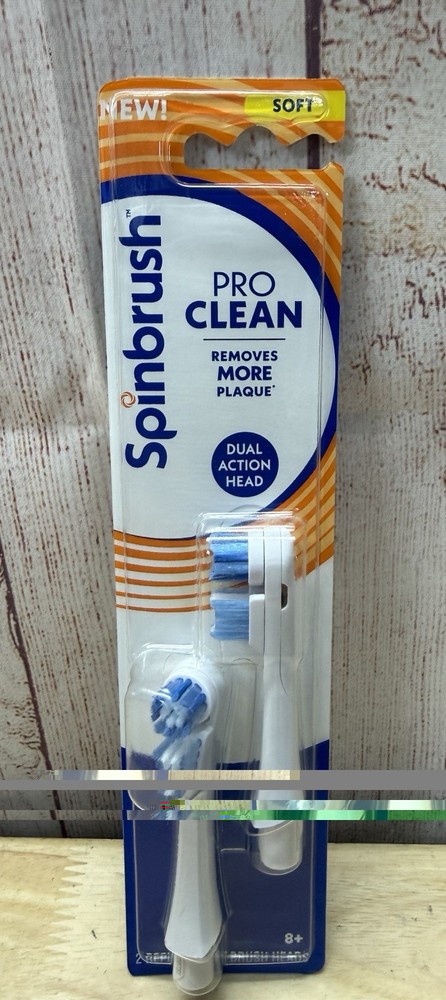 Spinbrush Replacement Pro Clean Dual Action Heads 2 Pack (Soft) Sealed